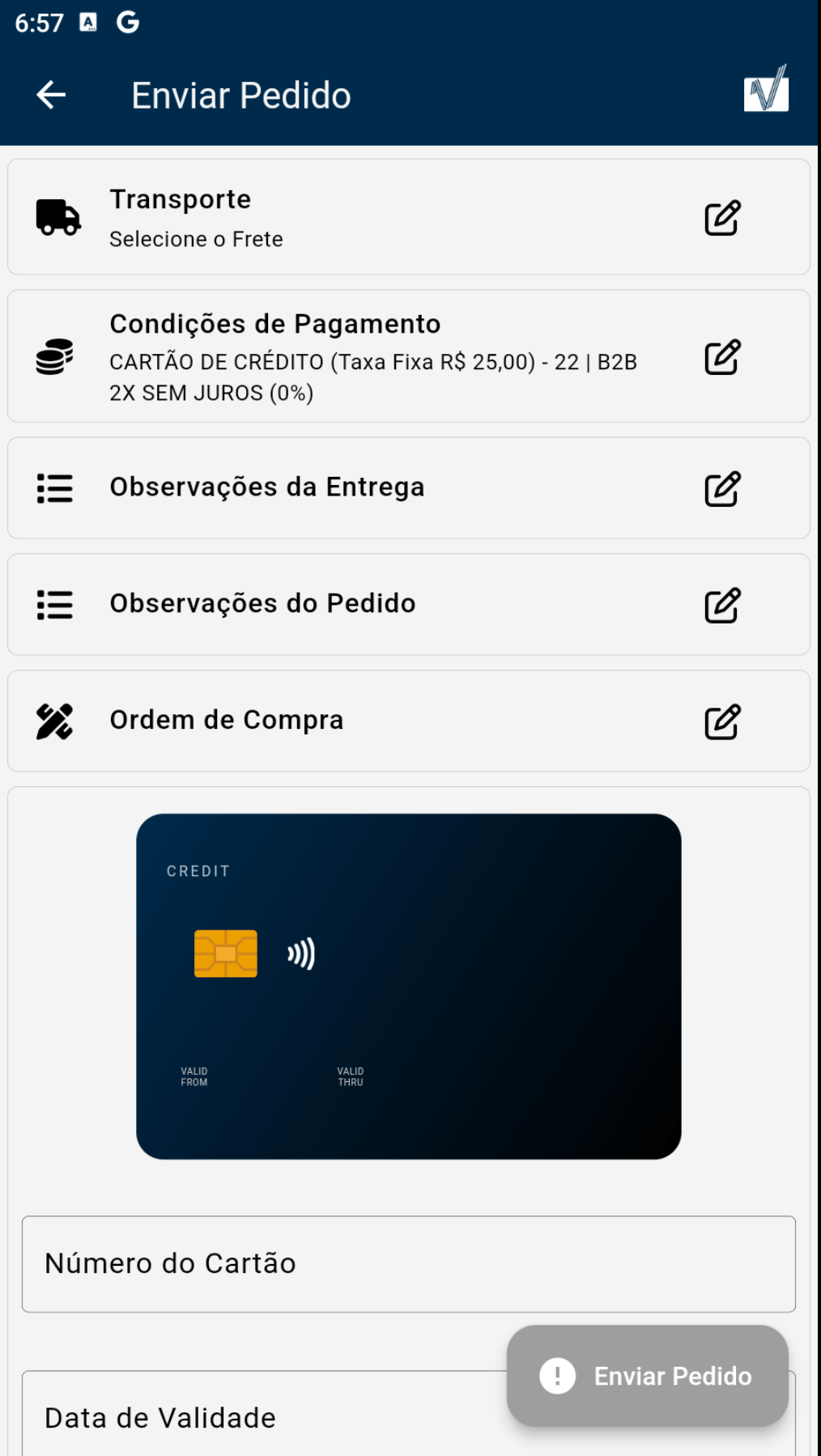 Screenshot VersoApp - Checkout