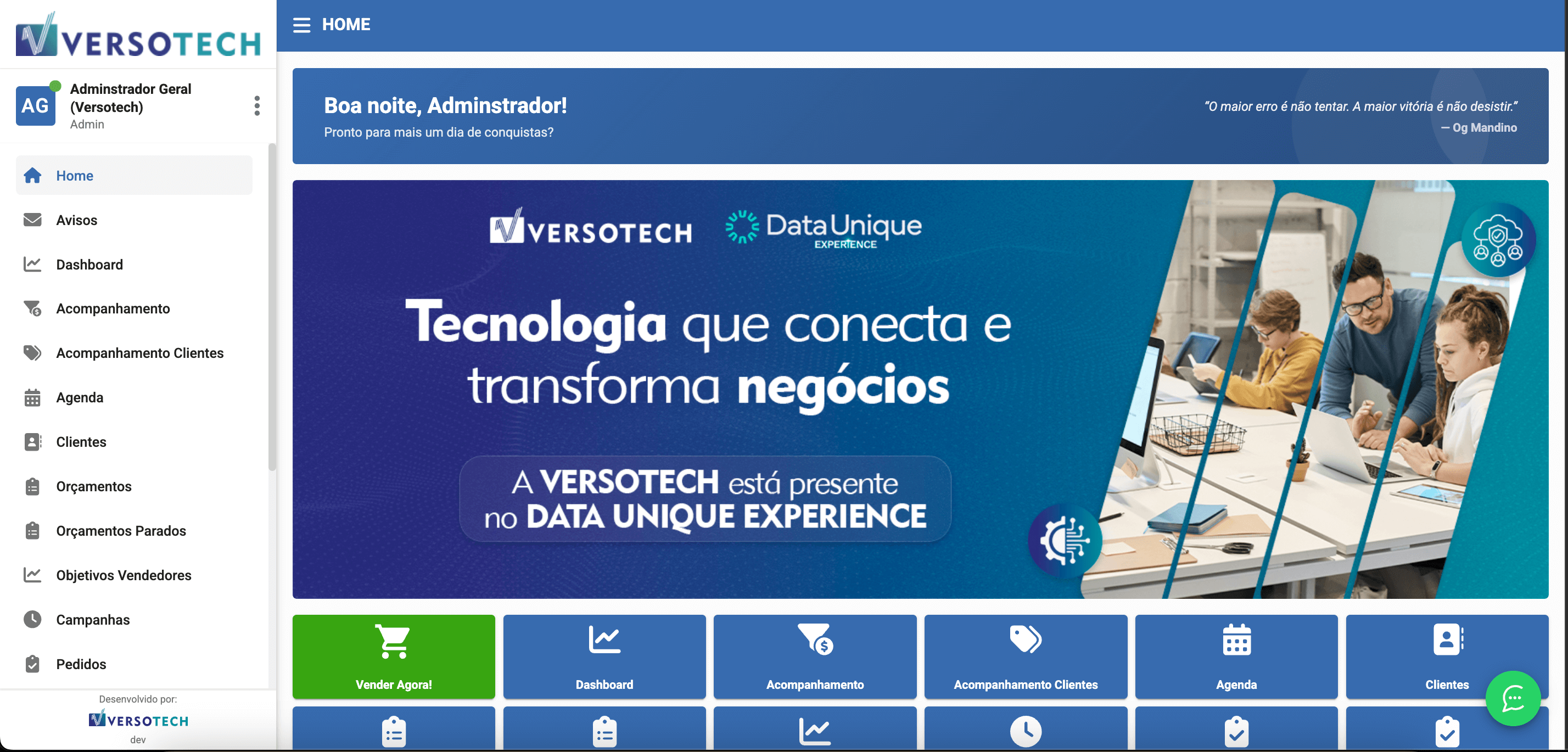 Screenshot VersoCall - Tela Inicial